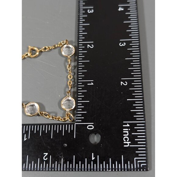 Vintage Gold Tone Clear Lucite Bezel Chain Bracelet Tennis 7 inn - Picture 6 of 6